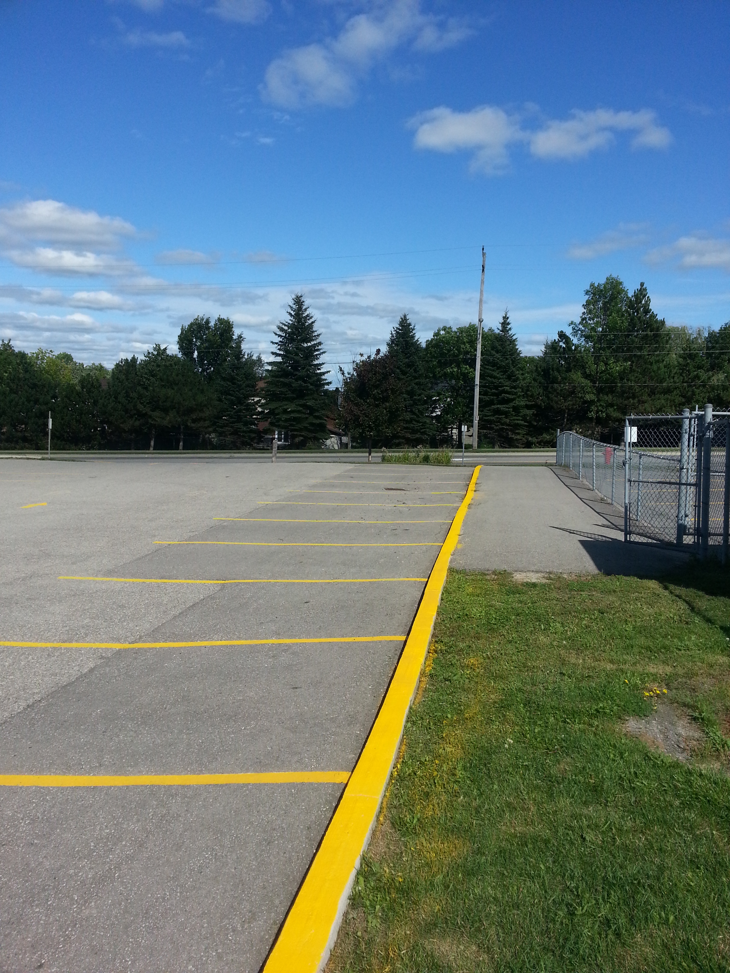 parking lot painting with painted curb